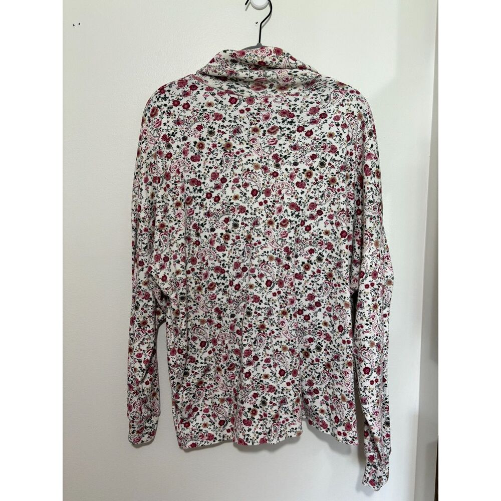 CornerStone Floral Turtleneck Top 20W Cottagecore Grandmacore Soft Knit Whimsy‎